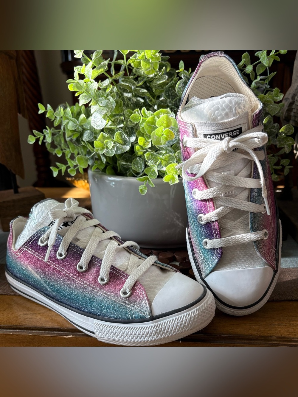 Converse Kids Glitter Gradient Low Top Sneakers - Pink Blue Purple